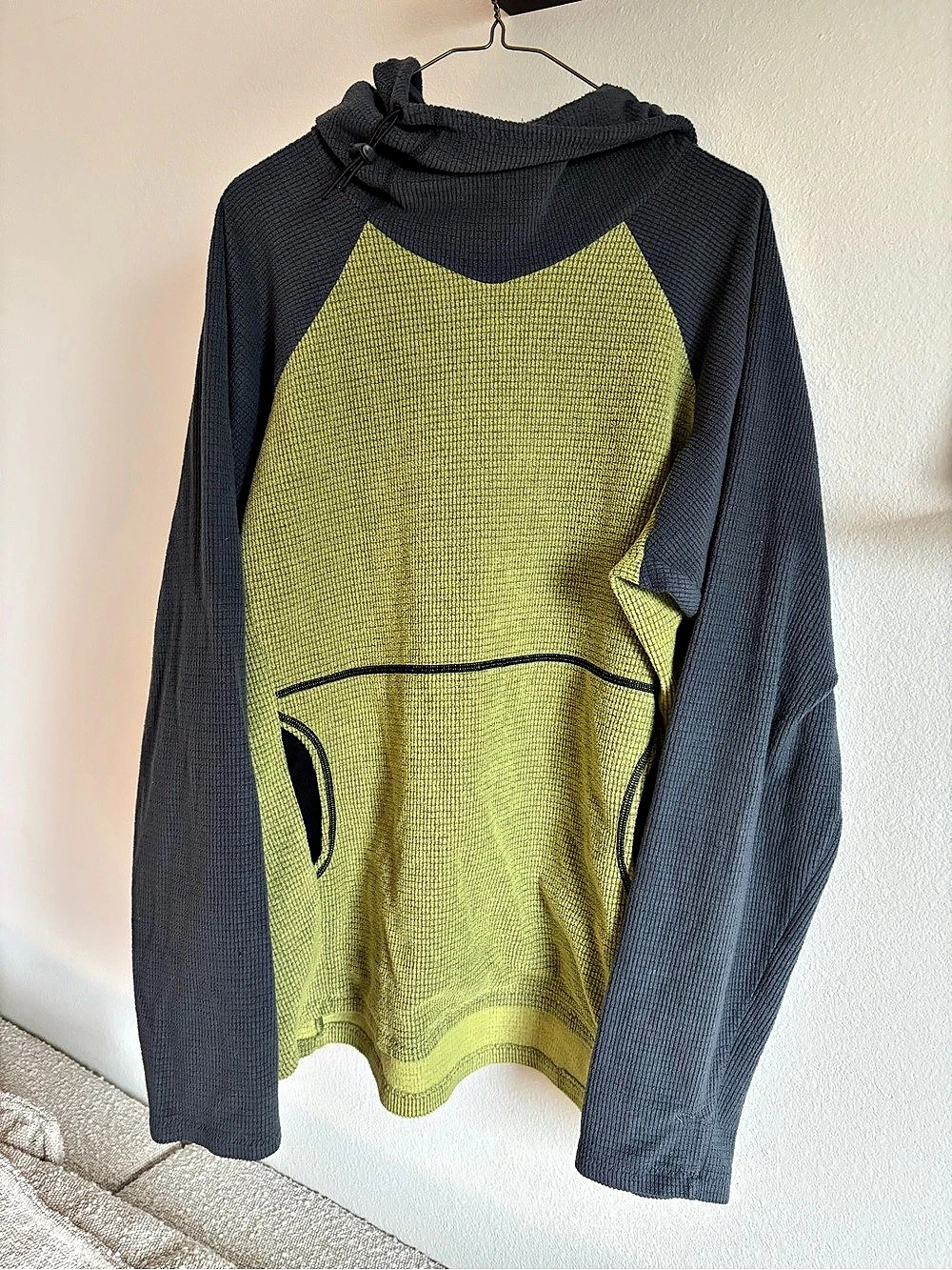 Melenzana Men's Green & Gray Microgrid Fleece Hoodie XL